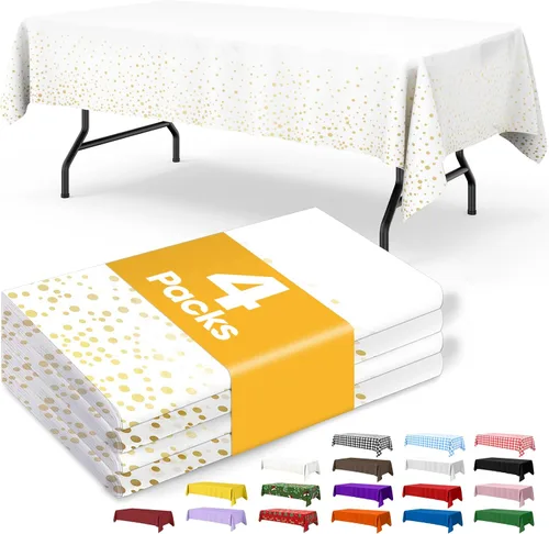 Miniatura 34 de Niuara Mantel de bandera estadounidense, paquete de 4 manteles patrióticos desechables de 54 x 108 pulgadas para mesas de 6 pies, decoraciones del 4