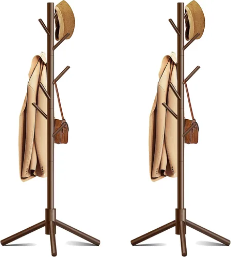 Miniatura 13 de Perchero, Percheros independientes con 8 ganchos, 3 alturas ajustables para ropa, sombreros, bolsos, árbol perchero de fácil montaje para entrada