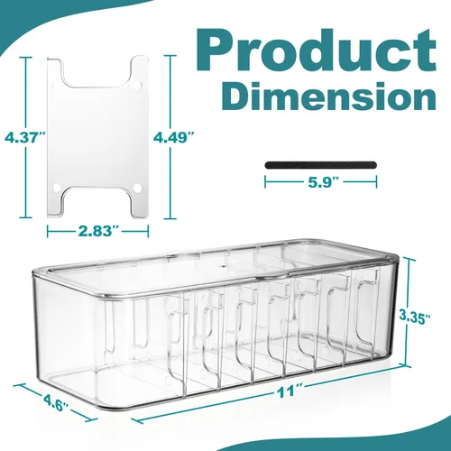 Miniatura 6 de Paquete de 2 organizadores de cables, organizador de cables transparente con divisores ajustables, se adapta a cables de hasta 10 pies, organizador