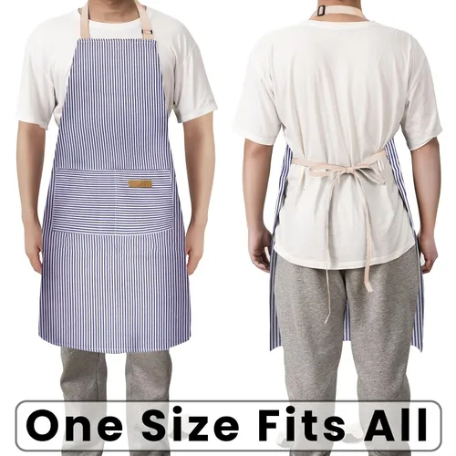 Miniatura 6 de BeLuyi - Paquete de 2 delantales ajustables con peto, delantales de chef para cocina, restaurante, con 2 bolsillos, delantales para mujeres