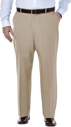 Miniatura 10 de Haggar Pantalón casual para hombre de alta calidad, sin planchado, color caqui, ajuste clásico, parte delantera plana