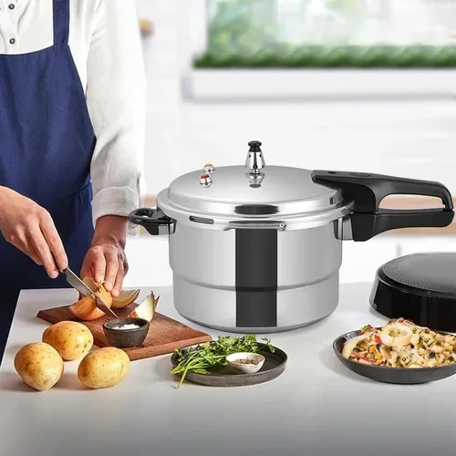 Miniatura 8 de Olla a presión de 7 cuartos de galón, olla a presión de aluminio compatible con cocina de gas e inducción, olla de cocción rápida, distribución