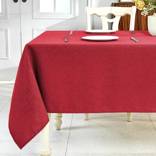 Miniatura 15 de IVAPUPU Mantel de Lino Texturizado para Mesa Rectangular - Mantel de Tela Impermeable Rectangular Sin Arrugas Limpiable Cubierta de Comedor