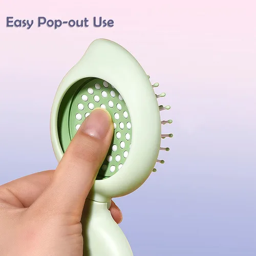 Miniatura 2 de Cepillo de pelo con espejo, juego de espejo compacto y mini cepillo de pelo, cepillo plegable para mujer, regalos para mujer, verde