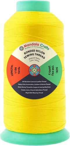 Miniatura 397 de Mandala Crafts - Hilo de nailon para coser cuero, tapicería, mezclilla y para trenzar el pelo; resistente, 1500 yardas, tamaño 69 T70 Marrón