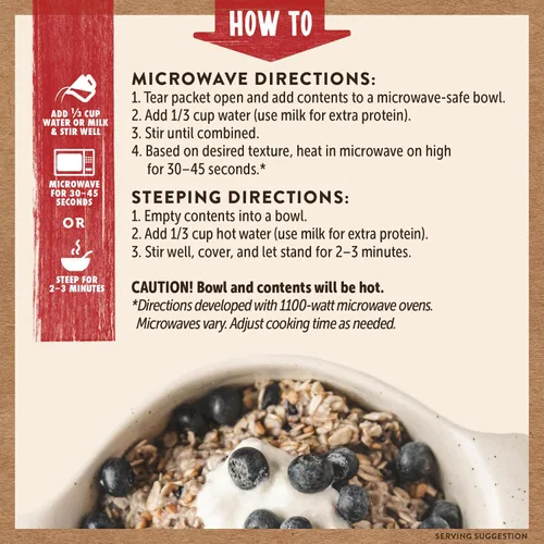 Miniatura 8 de Kodiak - Paquetes de avena instantánea, arándanos y crema, alto en proteínas, 100% granos integrales, 6 cajas con 6 paquetes (36 paquetes)
