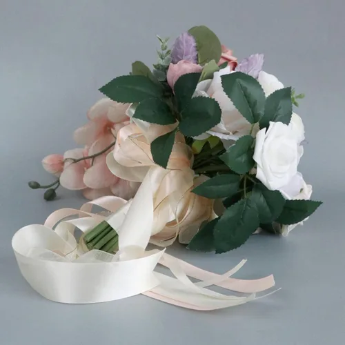 Miniatura 7 de MOJUN Ramos de novia para boda, cascada de gota de agua, ramo de flores artificiales para boda, ceremonia, aniversario, despedida de soltera, G