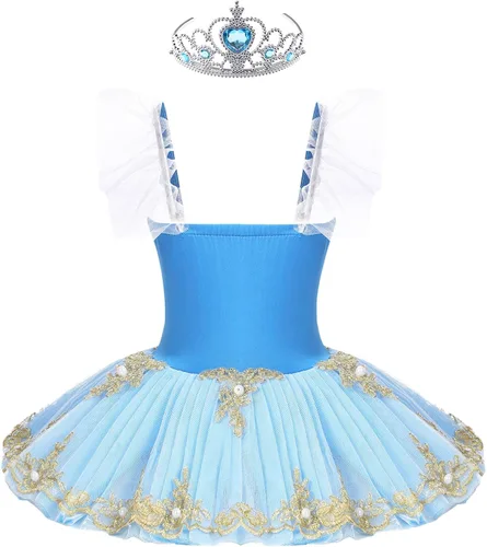 Miniatura 2 de JEATHA Camisola para niñas y niñas, leotardo con falda, vestido de ballet, cisne, lago, tutú, bailarina, disfraces para competición