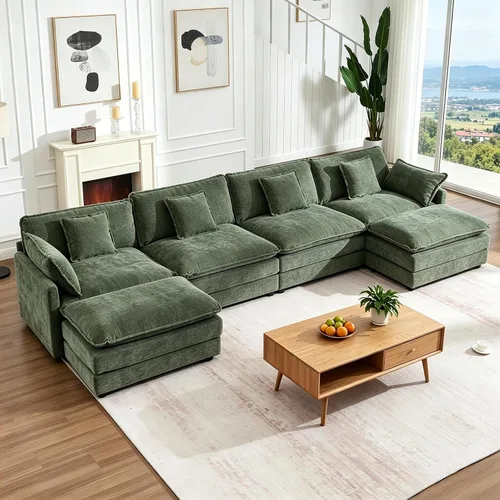 Miniatura 9 de Sofá modular modular con otomano: sofá moderno en forma de L de 76.7 pulgadas, cómodo sofá biplaza, sofá de 3 plazas de felpilla con almohada