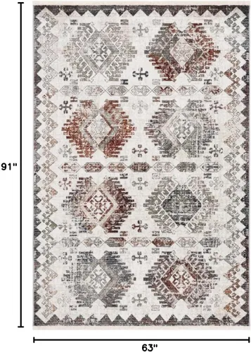 Miniatura 2 de SAFAVIEH Persian Collection - Alfombra de área de 5.3 x 7.7 pies, color crema y gris, diseño bohemio rústico envejecido, no desprende pelusa
