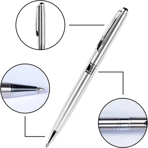 Miniatura 8 de Cambond Bolígrafos plateados – Bolígrafo giratorio de metal de tinta negra, punta media de 0.039 pulgadas para regalo, oficina, negocios, hombres