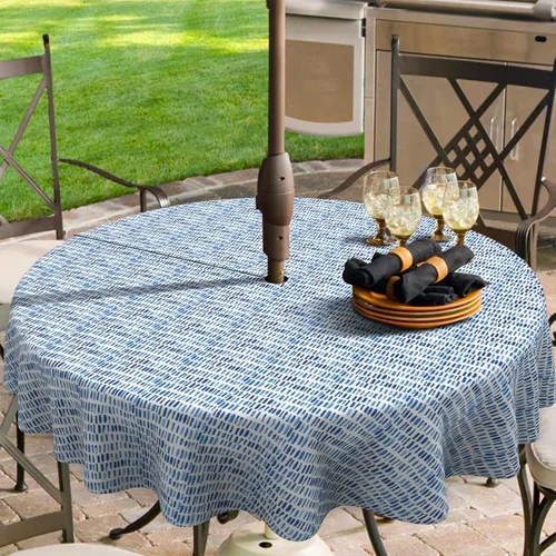 Miniatura 7 de Mantel redondo para exteriores e interiores con cremallera de agujero para paraguas, funda decorativa para mesa circular para jardín del hogar, 60