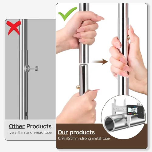Miniatura 7 de Perchero con ruedas, perchero ajustable resistente con estante inferior, perchero de metal duradero, altura ajustable, con ruedas bloqueables