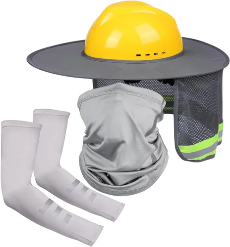 Parasol de sombrero duro con visera de ala completa, protege tu cuello del sol, accesorios de construcción para hombres para sombreros duros, Gris