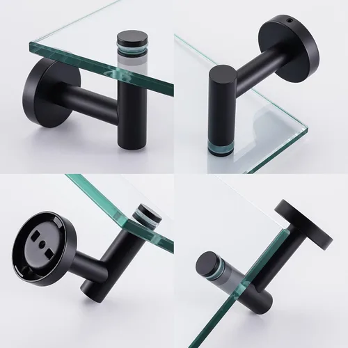Miniatura 7 de KES Estante de baño de vidrio con vidrio templado de 8 mm de grosor y soportes negros mate de acero inoxidable SUS 304 de 20 pulgadas, organizador