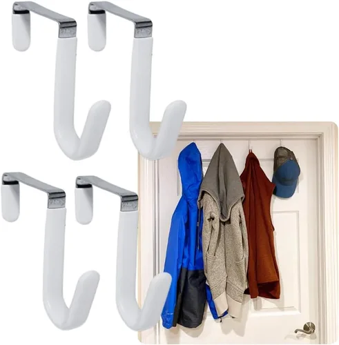 Miniatura 10 de Evelots Organizador para colgar toallas y abrigos sobre la puerta, con 4 ganchos, diseño de gatito, fácil instalación sin herramientas, hierro