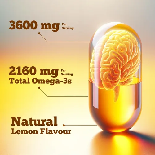 Miniatura 6 de Vitamatic Aceite de pescado Omega 3 de triple fuerza, 3600 mg por porción, 2160 mg de ácidos grasos Omega 3, 1296 mg de EPA + 864 mg de DHA, sabor a