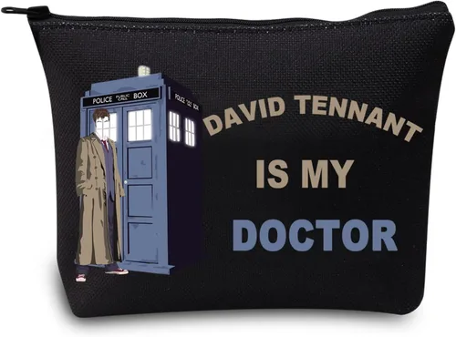 LEVLO Bolsa de maquillaje cosmética con diseño de David Tennant, regalo para fanáticos de David Tennant Is My Doctor - Bolsa de maquillaje con