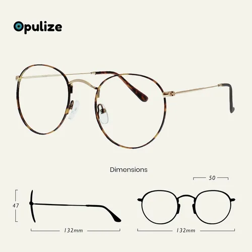 Miniatura 2 de OPULIZE SOL - Gafas de lectura con bloqueo de luz azul para mujeres y hombres, marco redondo de metal, bisagras de resorte, anteojos