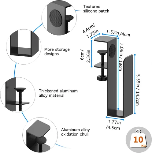 Miniatura 7 de Soporte lateral ajustable para laptop, organizador de almacenamiento de escritorio sin taladros, soporte de metal para colgar cuadernos, abrazadera