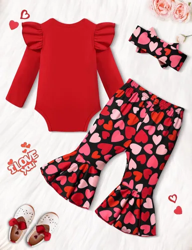 Miniatura 25 de Ropa de bebé niña, 4 piezas, trajes de niña recién nacida, con volantes, mameluco de campana para bebé, diadema, bandana, conjuntos de ropa, regalos