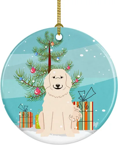 Miniatura 22 de Caroline's Treasures Adorno de cerámica para árbol de Navidad, Laika Spitz de Siberia Occidental, decoración colgante para árbol de Navidad