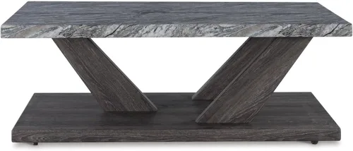 Miniatura 8 de Signature Design by Ashley Bensonale - Juego de mesa ocasional contemporánea con tapa de mármol sintético y ruedas, juego de 3, gris y marrón oscuro
