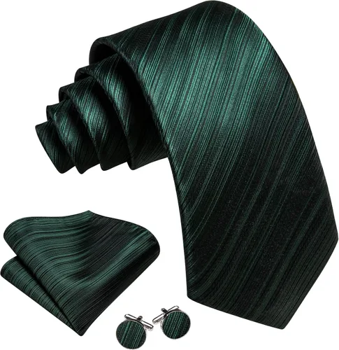 Miniatura 389 de Barry.Wang Juego de corbatas para hombre, corbata de seda a rayas, tejido a cuadros, gemelos formales, negocios, boda