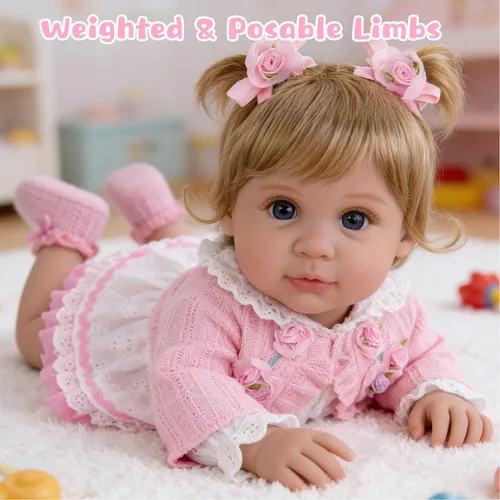 Miniatura 9 de EKOKIZ - Muñeca de bebé realista de 22 pulgadas, muñeca recién nacida con cuerpo de tela suave, muñecas Reborn de bebés realistas, lindas niñas