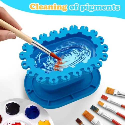 Miniatura 5 de Taza limpiadora de pinceles de silicona plegable con soporte, lavabo plegable para acrílico, acuarela y pintura al óleo, suministros de viaje