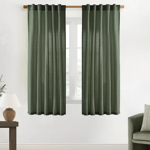 Miniatura 37 de XTMYI - Cortinas transparentes de 54 pulgadas de largo, juego de 2 paneles para baño, cortinas cortas de lino y algodón con semi privacidad