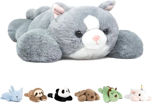 Miniatura 20 de Niuniu Daddy Animales de peluche con peso de ajolote azul de 24 pulgadas 5 libras para niños, adultos, niñas, niños, juguete de peluche gigante