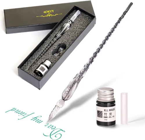 Miniatura 14 de Juego de bolígrafos de inmersión de vidrio, bolígrafo de caligrafía, bolígrafo de firma de cristal para arte, escritura, firmas, decoración y regalo