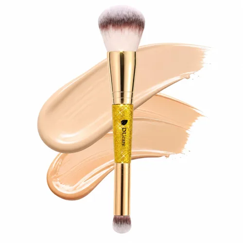 Miniatura 11 de DUcare Brochas de maquillaje Duo End Foundation Powder Buffer y Contour Brush Herramientas cosméticas sintéticas 2 piezas Juego de 2 brochas