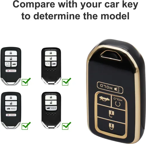 Miniatura 2 de SUNCARACCL Funda para llavero Honda con llavero de cuero, funda de TPU suave de protección completa para llave de llavero Honda Accord Civic CRV