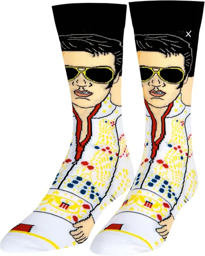 Miniatura 2 de Odd Sox, Elvis Presley, The King of Rock N Roll - Calcetines para hombre, divertidos regalos de coleccionista, Negro