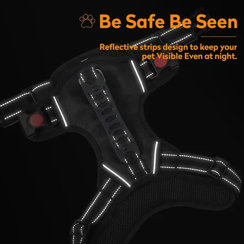 Miniatura 7 de Arnés para perro sin tirón con 2 clips de correa, chaleco reflectante ajustable y acolchado con asa, chaleco Oxford transpirable sin