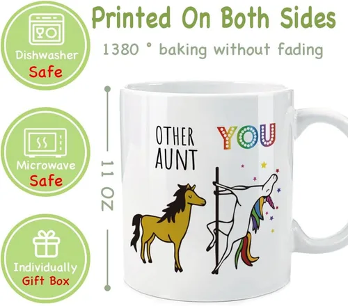 Miniatura 4 de Divertida taza de unicornio para tía, regalo inspirador de agradecimiento de sobrina sobrino, cumpleaños para nuevas tías y tías