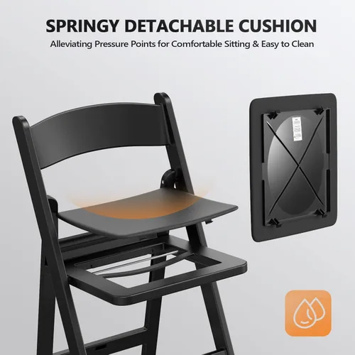 Miniatura 5 de FCH Silla plegable de plástico con asiento acolchado, sillas plegables de resina con cojín suave, cómoda y resistente, adecuada para interiores