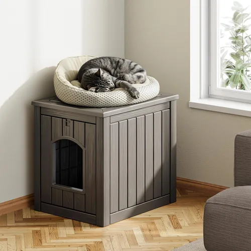 Miniatura 8 de KAMABOKO Casa para gatos al aire libre, refugio de plástico PP resistente a la intemperie para uso en interiores y exteriores, casa duradera