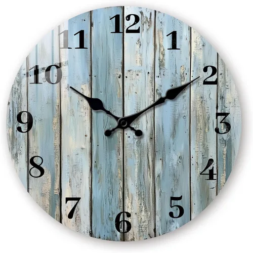 Miniatura 10 de Reloj de madera grande para sala de estar, reloj rústico de 16 pulgadas, funciona con pilas, reloj de pared de taza de café, silencioso, sin tictac