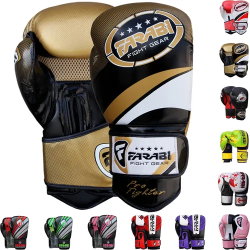 Miniatura 12 de Farabi Guantes de boxeo Pro Fighter Sparring Gym Bag Punching Focus Pad Mitts