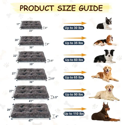 Miniatura 5 de Cama para perros para jaula con juguete de hueso, cama esponjosa para mascotas, almohadilla ultrasuave con parte inferior antideslizante, lavable a