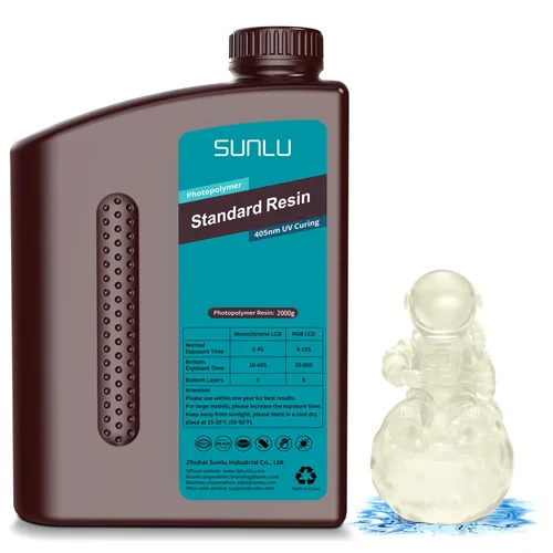 Miniatura 32 de SUNLU Resina para impresora 3D, 1kg de curado rápido, resina estándar 3D para impresoras 3D LCD DLP SLA, curado UV de 395-405nm, resina líquida
