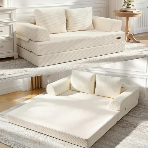 Miniatura 36 de COMAX Sofá cama futón, sofá cama convertible 4 en 1, sofás deshuesados para sala de estar, sofá biplaza plegable pequeño plegable que ahorra Gris