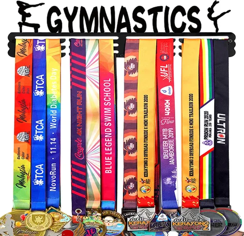 Miniatura 16 de Goutoports Estante de exhibición para colgar medallas, organizador personalizado de cinta de premios para corredores de carreras deportivas, placas