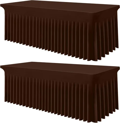 Miniatura 43 de Smiry Mantel de Spandex, Mantel Elástico Ajustable Extensible para Mesas Rectangulares de 6 Pies, Falda Cubierta de Mesa Impermeable y Lavable