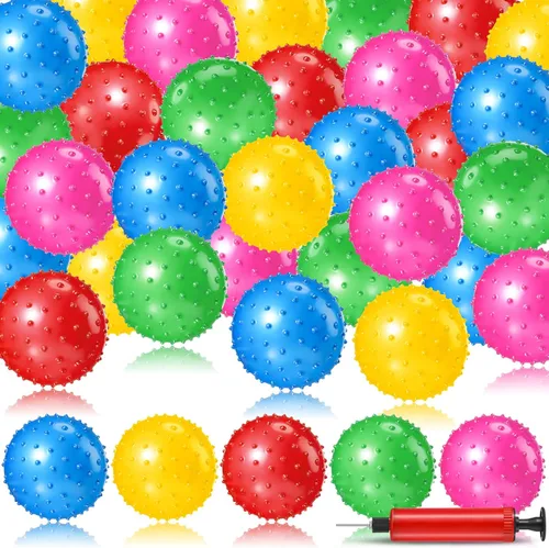 Jerify 64 bolas Knobby de 6.3 pulgadas para niños, bolas sensoriales con bomba de aire, pequeñas inflables, suaves, puntiagudas, para niños, regalos