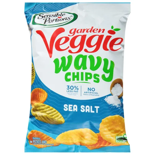 Miniatura 10 de Sensible Portions Chips ondulados vegetarianos, sabor a sal marina, chips sin gluten, bolsa de 7 onzas, paquete de 6