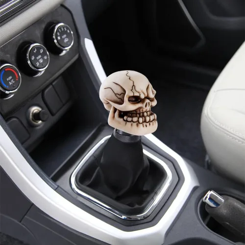 Miniatura 8 de Pomo de cambios con forma de calavera para palanca de cambios de coche, color beige, ajuste universal para la mayoría de las transmisiones manuales